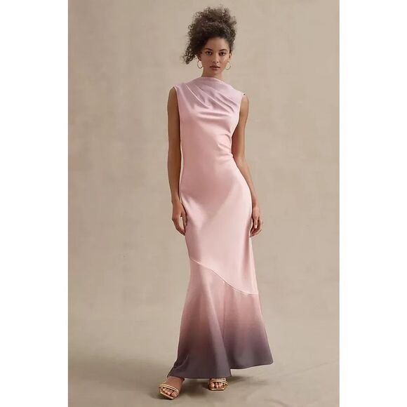 Significant Other Lana Cowl-Neck Tie-Back Satin Maxi Dress Size 8 - Picture 1 of 11